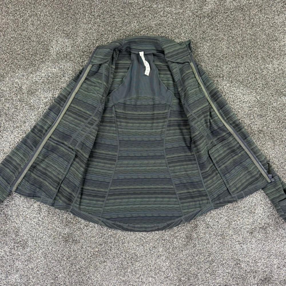 Lululemon Define Jacket Women 8 Green Grey Space Dye Striped Full Zip Yoga Layer - Picture 3 of 12